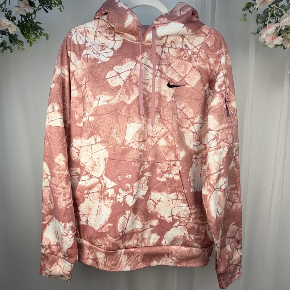 Nike Therma-fit Hoodie Unisex Size Large Pink Hunting Camo Shoulder Pocket